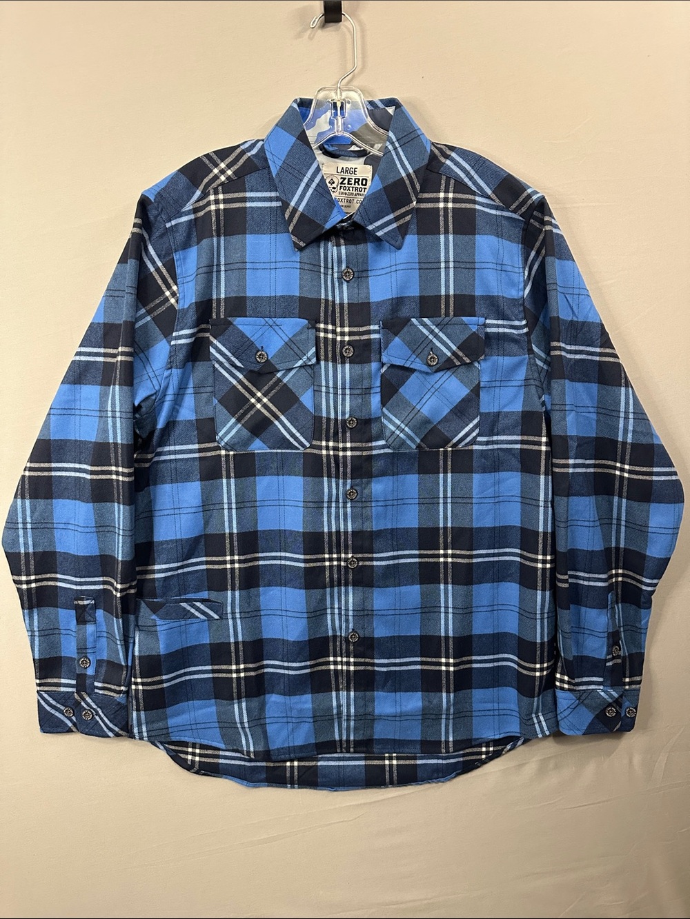 Zero Foxtrot Men’s Plaid Flannel Shirt with Chest Pockets
